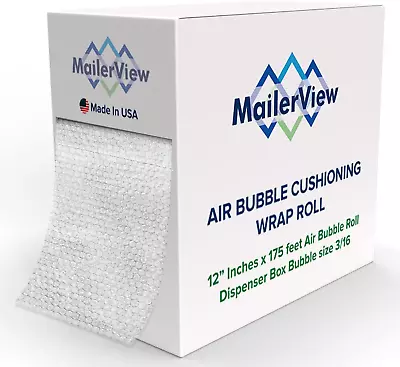 Air Bubble Cushioning Wrap Roll Dispenser Carton | Heavy-Duty Packing 3/16  Bub • $61.99
