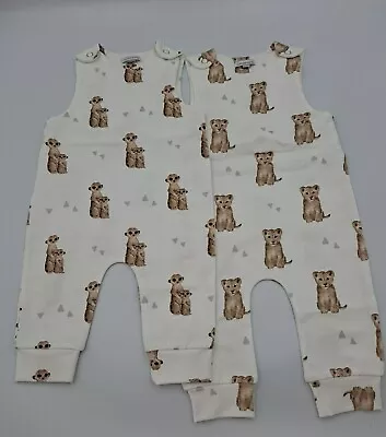 Baby Girl Boy Cotton Romper Meerkat Lion 03 -24months Assorted • £4.99