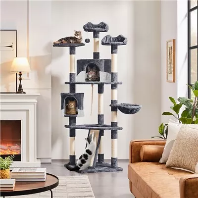 Large Cat Tree Tall Cat Tower Multi Level Activity Centre Indoor Cat Furniture • £69.69