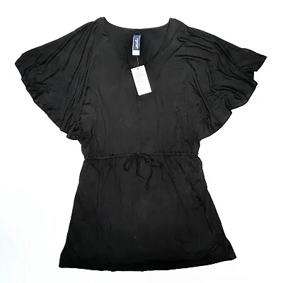 $39.99 • Buy NWT Swimsuits For All Women's 10/12 Black Layla Flutter Cover Up Tunic Butterfly