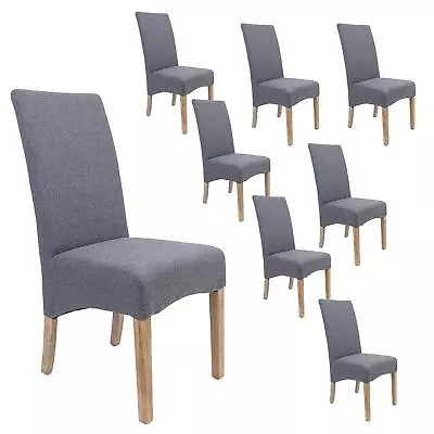 Jackson Dining Chair Set Of 8 Fabric Seat Solid Pine Wood Furniture - Grey • $1719.72