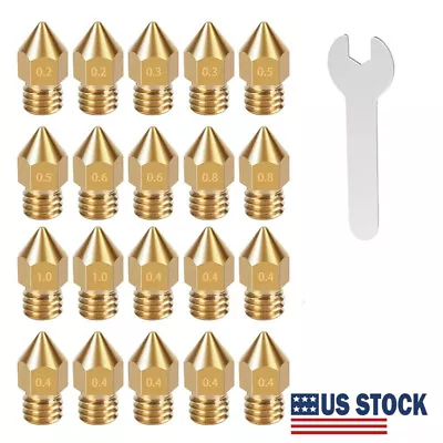 20PACK 0.4mm MK8 3D Printer Extruder Nozzle Kit + Wrench For  Ender 3 Pro CR-10 • $9.42