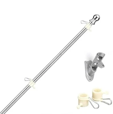 £7 • Buy 6FT Wall Mounted Mount Telescopic Flag Pole Top Aluminum Flagpole +Holder Set