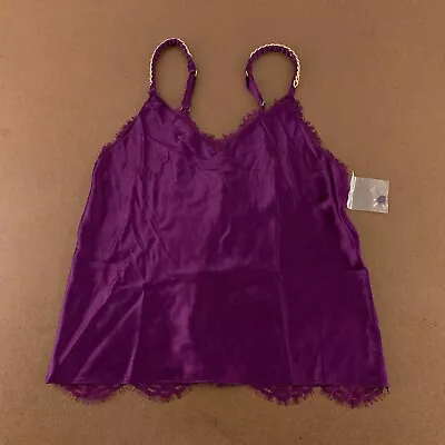 Victoria's Secret Women's Medium Grape Stretch Satin Chain Strap Cami Stop NWT • $21.46