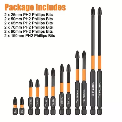 12Pcs PH2 Impact Driver Bit Set Magnetic Phillips Screwdriver Drill Bits Tool~ • $10.99