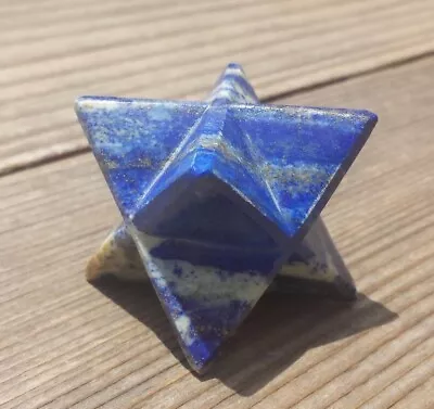 LARGE (50mm) LAPIS LAZULI GEMSTONE MERKABA STAR (ONE) - BUY IT NOW • $17.49