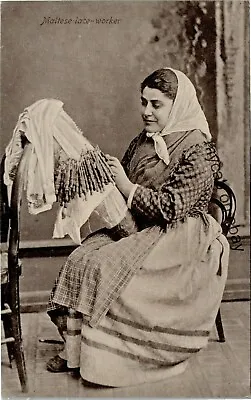 Postcard Malta Lady Maltese Lace Worker Antique Lace Making Bobbins  • £6.99