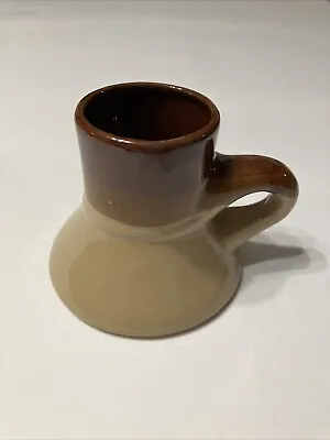 Vintage Stoneware Brown Travel Coffee Mug No Spill Non Slip Flat Wide Bottom • $10