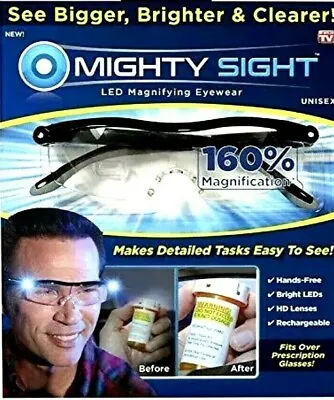 Mighty Sight Reading Magnifying Glass With Rechargeable LED Lights From USA • $14.99