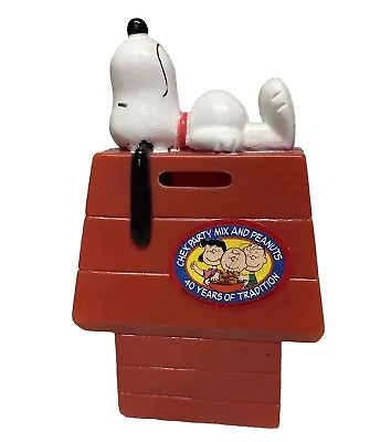 Vintage Retro Plastic Peanuts Snoopy On Top Of Dog House Coin Piggy Bank • $10