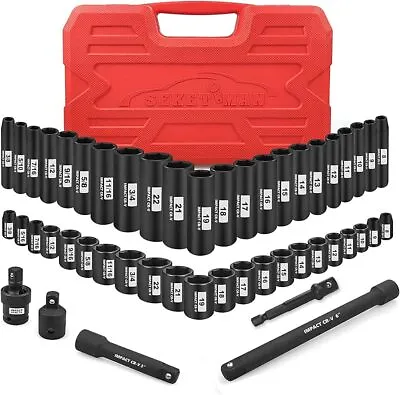 3/8-In Drive Impact Socket Set 49-PC SAE/Metric Deep/Shallow 5/16 -3/4  8mm-22mm • $37.99