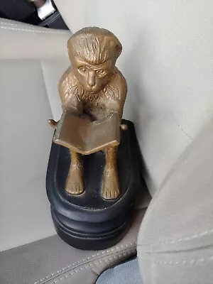 Vtg Solid Brass 9” Tall Monkey Reading Book Statue By Castilian Imports 4+lbs • $22