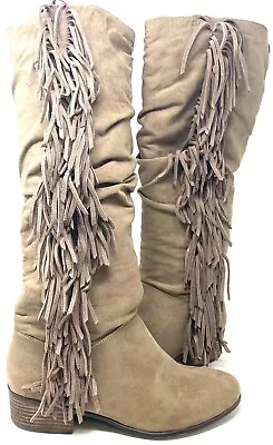 $31.49 • Buy Madden Girl Women's Pondo Taupe Fringe Boots Size:8 24D