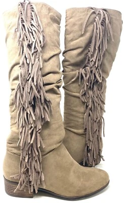 $31.49 • Buy Madden Girl Women's Pondo Taupe Fringe Boots Size:8 24D