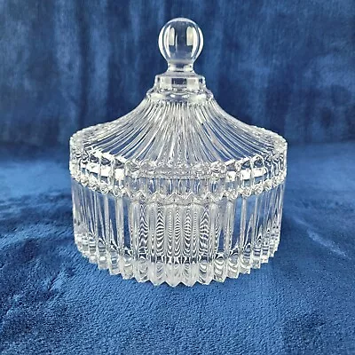 Mikasa Diamond Fire Pleated Clear Glass Candy Dish Covered Canister Japan • $9.97