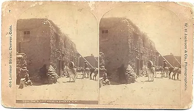 W H Jackson Stereoview Of The Oldest House In Santa Fe New Mexico C1880s • $132