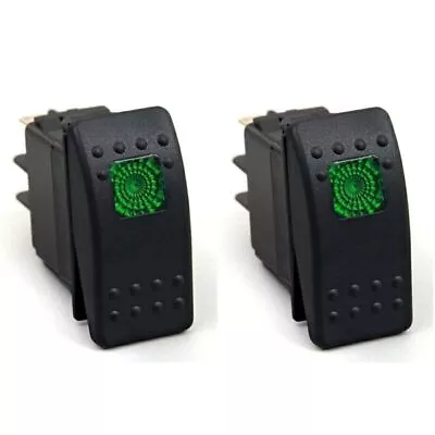 2-Pack 12V 20A LED On/Off Boat Marine SPST 3P Rocker Switch With Light (Green) • $12.99