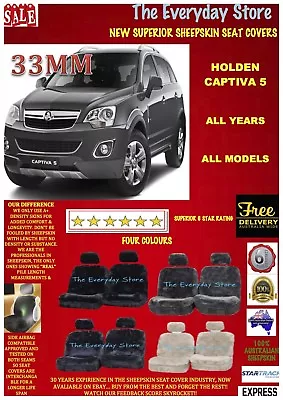 Sheepskin Car Seat Covers Holden Captiva 5 All Years Pair Airbag Safe 33MM • $279