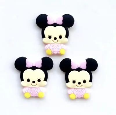 5x Minnie Mouse Flat-back Cabochon Embellishment 30mm Bow Centre Other Crafts UK • £3.55