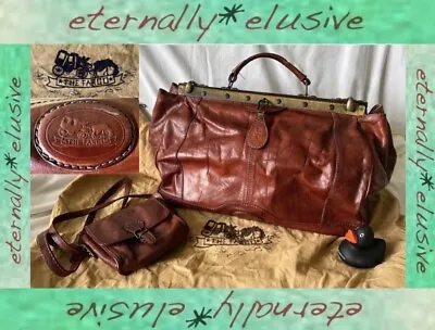 THE FARGO Vintage Tan Brown Leather Gladstone Framed Hinge Doctors Bag + Satchel • £455