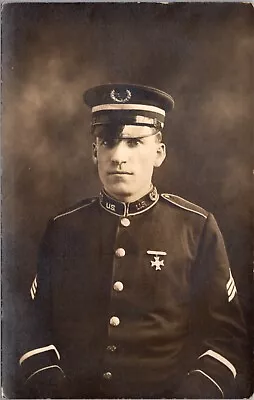 Real Photo Postcard Portrait United States Military Man Wearing Uniform • $8