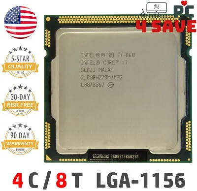 Intel Core I7-860 SLBJJ 2.80GHz (Turbo 3.46GHz) 8M 4-Core LGA-1156 Desktop CPU • $16.99