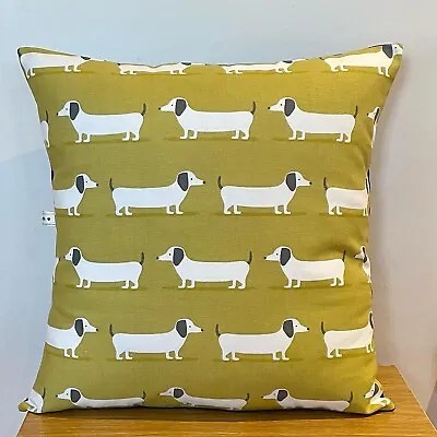 £10 • Buy Ochre Sausage Dog Cushion Cover 16” X 16”. Handmade. Inner Option. Dachshund 