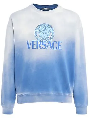 Versace Medusa Gradient Men's Royal Blue Cotton Sweater New SS24 • $799