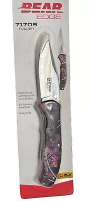 Bear Edge 71705 Folder Knife 420 Stainless 3.5  Blade Muddy Girl Camo BRAND NEW • $21.99