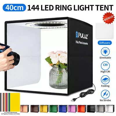 40x 40cm Portable LED Light Tent Box Bar Cube Room Studio Photography 144LED 16  • £26.99