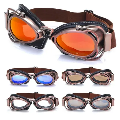 Motorcycle Retro Vintage Goggles Eyewear Cruiser Aviator Pilot Motorcross Biker • $29.05