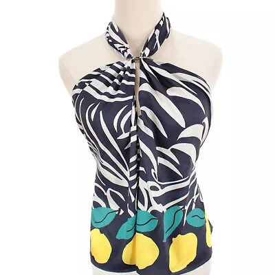 $157.49 • Buy Staud NWT Printed Halter Top Size Medium In Navy Blue/Citrus 100% Polyester