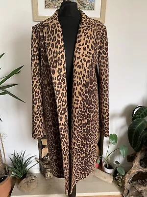 ZARA Leopard Print Faux Suede Jacket - Medium - Duster Blazer Coat Coatigan • $43.50