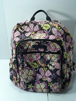 VERA BRADLEY Canyon Large Backpack Black With Pink And Purple Floral Trolley • $20