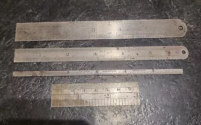 4 Vintage Stainless Steel Rulers/ Rules . Rabone No 62a & 310D - Atholmass No 10 • £9