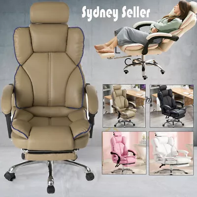 High Back Office Chair PU Leather Executive Recliner Computer Gaming Chairs Seat • $89.82