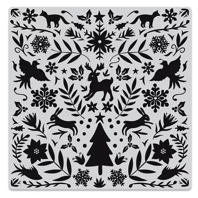 Hero Arts  NORDIC HOLIDAY  Background Cling Bold Prints Stamp 6 X6  2019 • $12.95