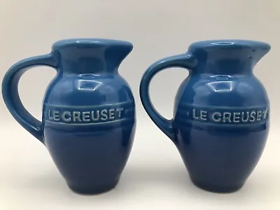 Le Creuset Salt And Pepper Shakers - Blue Jug / Pitcher Style Excellent • £24