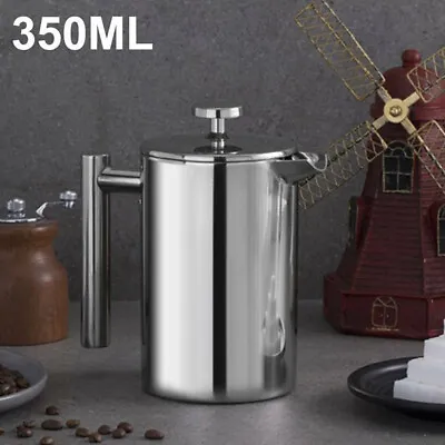 NEW 350/800ml Stainless Steel Cafetiere French Press Filter Tea Coffee Plunger • £13.39