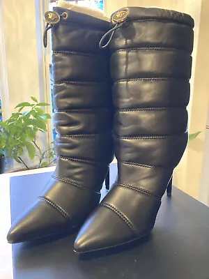 Authentic New NIB Versace High Heels Black Oro Tribute Medusa Boots Size EU 39.5 • $495