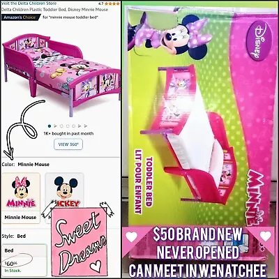 ✂️💲Disney Minnie Mouse Plastic Toddler Bed Delta Girls Kids Furniture BRAND NEW • $40