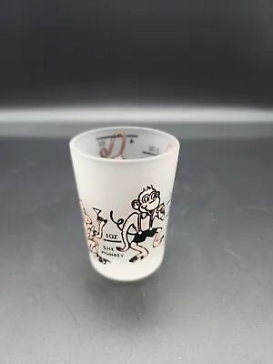 Say When Bottoms Up Hazel Atlas Frosted Glass She He Monkey Shines Shot Glass • $25