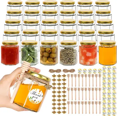 6Oz Glass Small Jars With Lids 30Pack Honey Jars In Bulk For Baby Shower Favors • $44.99