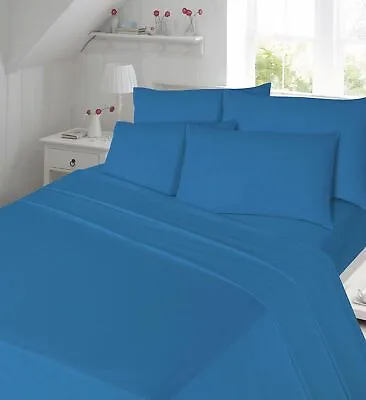 100% Brushed Cotton Flannelette Extra Deep 16  Fitted Sheet Warm Bed Sheets • £8.69