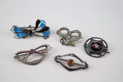 Sterling Silver Antique Brooches Enamel Charles Horner Art Nouveau X 5 (15g) • £0.99