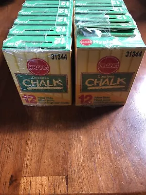 VINTAGE Prang Hygieia Yellow 31344 Dustless Board Chalk (2) 12 Box Cases Sealed • $39.95