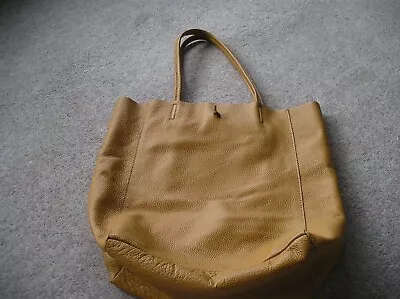  Beautiful Vera Pelle Soft Leather Tote Bag Mustard Ochre Gold Tan Zip Pocket  • £12.99