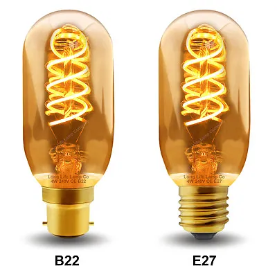 Vintage LED 4W Edison Style T45 Teardrop Spiral Filament Light Bulb B22 Or E27 • £7.99