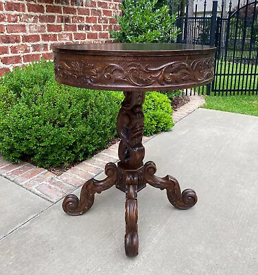 Antique French ROUND Table Entry Center Parlor Table Pedestal Renaissance 19th C • $2675