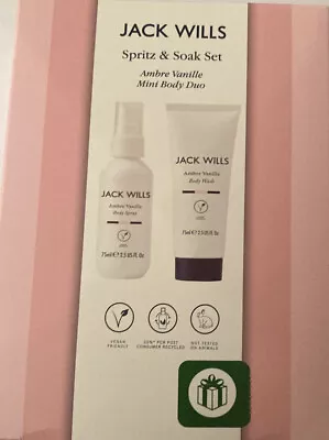 Jack Wills Spritz&Soak Set.Amber Vanilla Mini Body Duo.Stocking Filler Women • £7.95